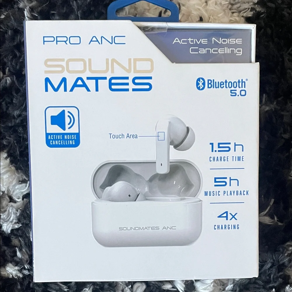 ANC White Bluetooth Earbuds